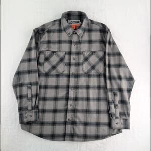 Duluth Trading Co Black and Gray Checkered Button Down Shirt
